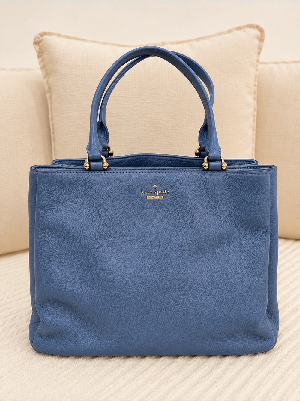 Kate Spade Lombard Street Neve Large Blue Leather Tote
